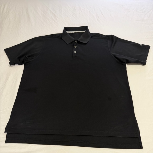 Black Polo Shirt and White Shorts Golf Outfit - Picture 2 of 5